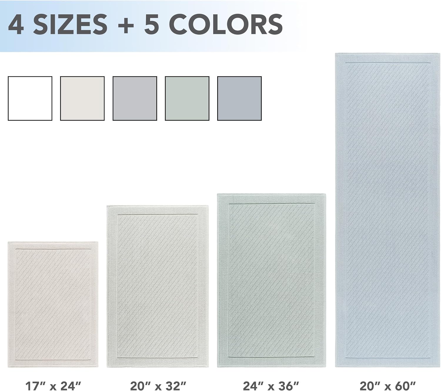 Arkwright 100% Cotton Bathroom Rug - High Absorbent Stylish Textured Woven Design Bath Mat, Slip Resistant Backing for Shower and Bathtub Floor, 20x32 in - Green - Image 5