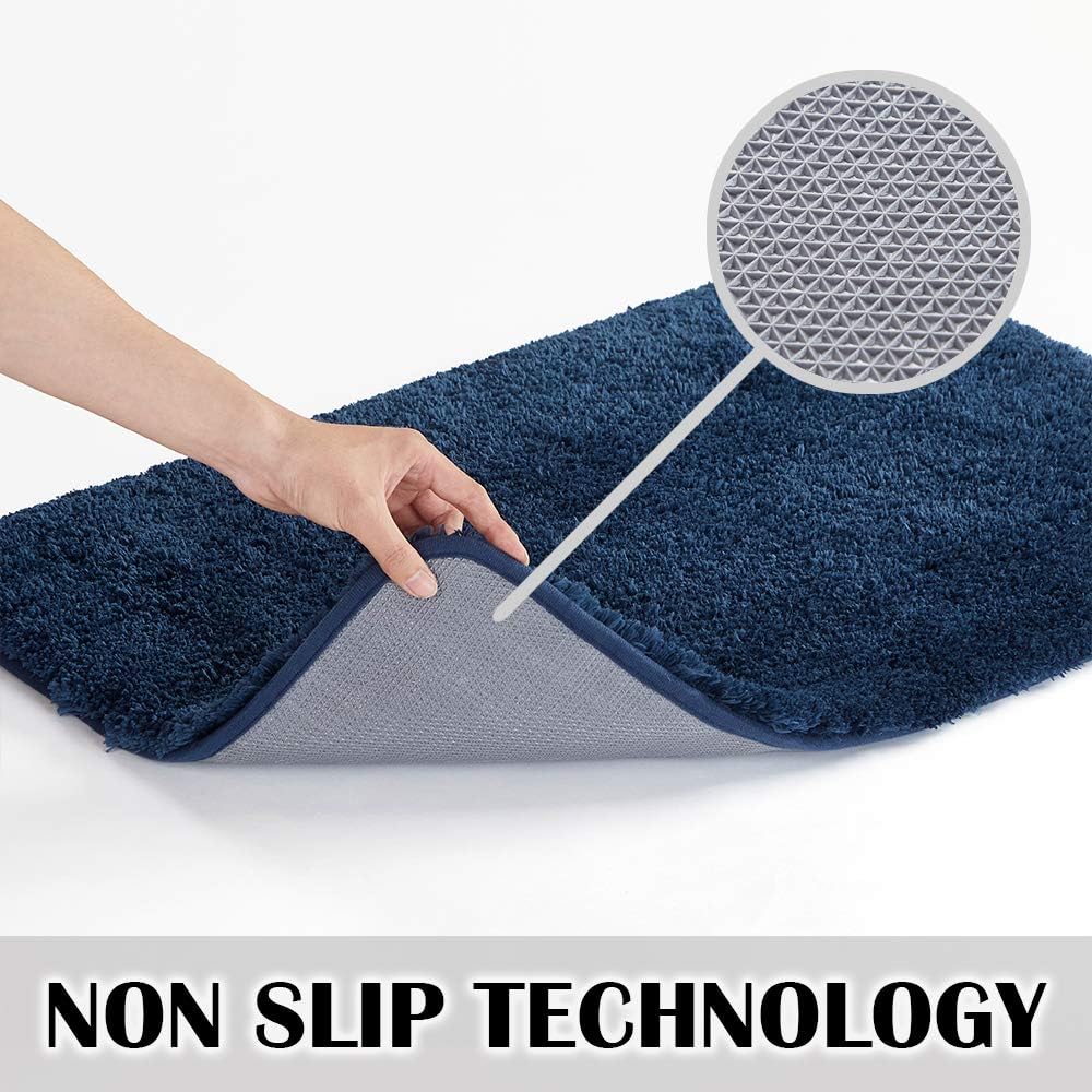 Suchtale Bathroom Rug Non Slip Bath Mat for Bathroom (16 x 24, Navy) Water Absorbent Soft Microfiber Shaggy Bathroom Mat Machine Washable Bath Rug for Bathroom Thick Plush Rugs for Shower - Image 3