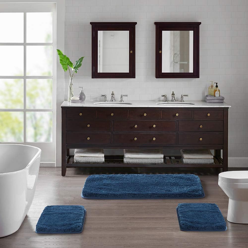 Suchtale Bathroom Rug Non Slip Bath Mat for Bathroom (16 x 24, Navy) Water Absorbent Soft Microfiber Shaggy Bathroom Mat Machine Washable Bath Rug for Bathroom Thick Plush Rugs for Shower - Image 7